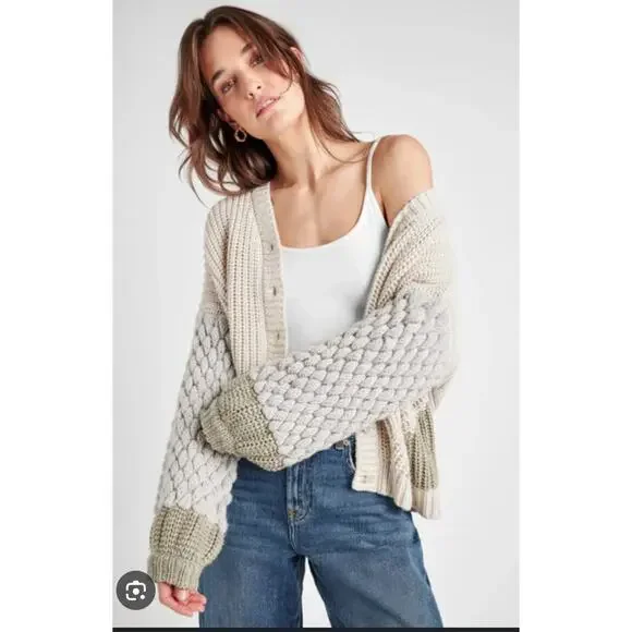 Splendid Margo Cardigan – Chunky Knit Cottagecore Minimalist Bubble Sleeve - S - Picture 8 of 8